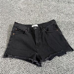 Black High-Rise Denim Cutoff Shorts